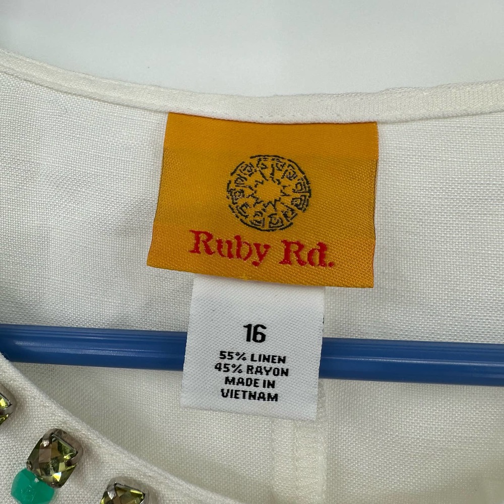 Ruby Rd Size 16 Linen Blend White Light Weight Ja… - image 5
